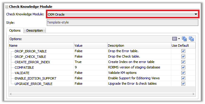 Figure 2 - Check Knowledge Module for the Oracle Technology