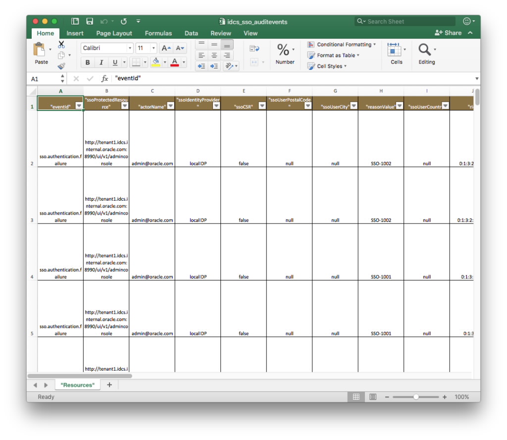 Excel Resource Worksheet