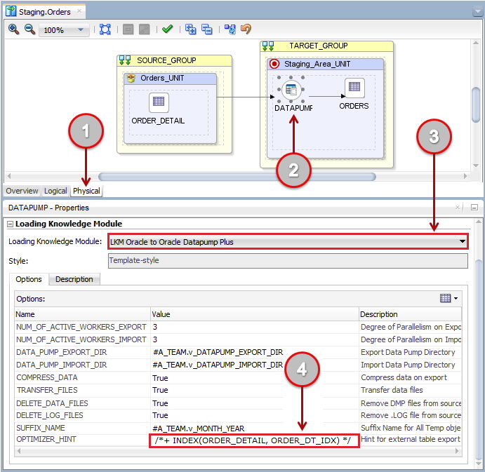 Figure 12: Customizing Knowledge Module Options in Mappings