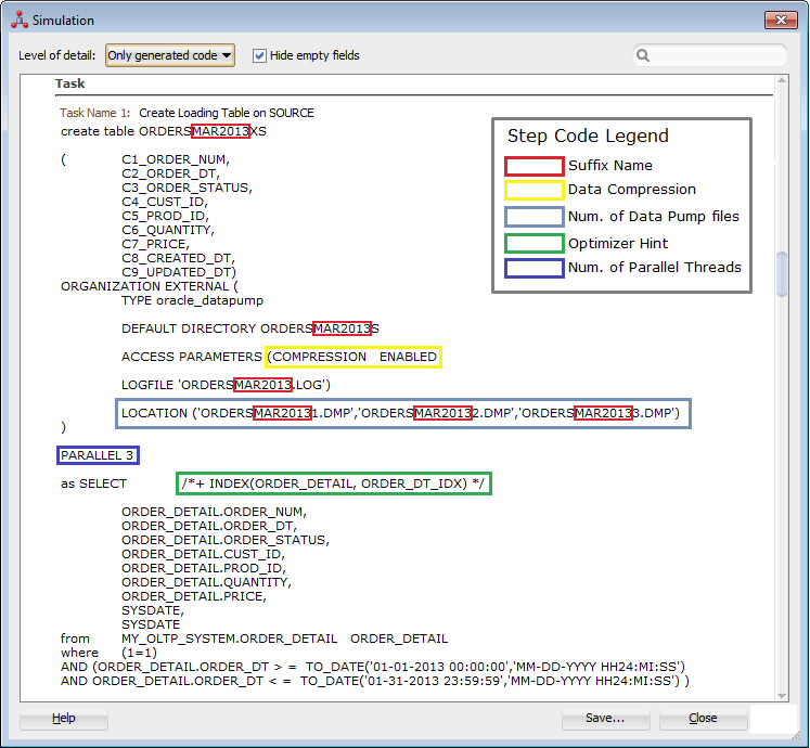 Figure 17: LKM Oracle to Oracle Datapump Plus – Code Sample for External Table on Source