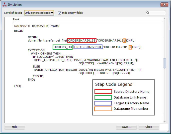 Figure 18: LKM Oracle to Oracle Datapump Plus – Code Sample for File Transfer