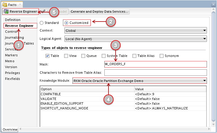 Figure 21 - Importing Database-Defined Partitions into ODI