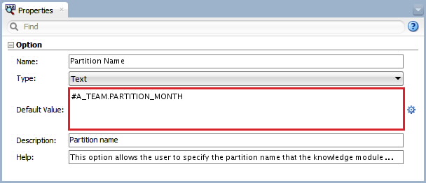 Figure 3 - Knowledge Module Option – Partition Name Variable