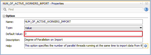 Figure 4: Knowledge Module Option – Number of Data Pump workers on Import