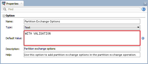 Figure 11 - Knowledge Module Option – Partition Exchange Options