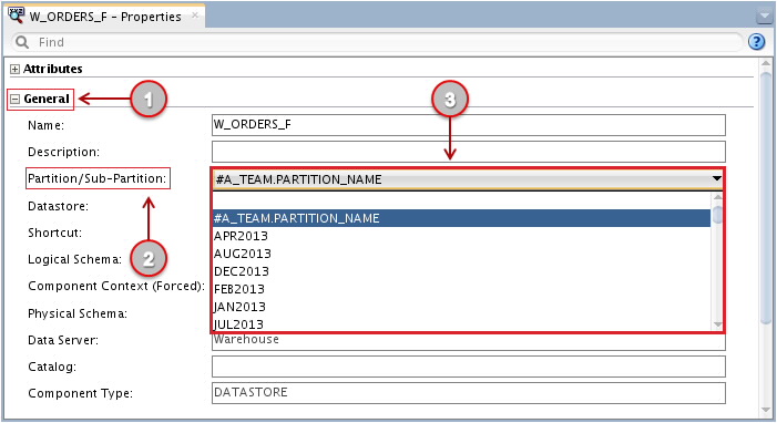 Figure 23 - Setting the Partition Name in an ODI Mapping