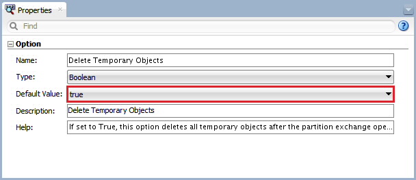Figure 20 - Knowledge Module Option – Delete Temporary Objects