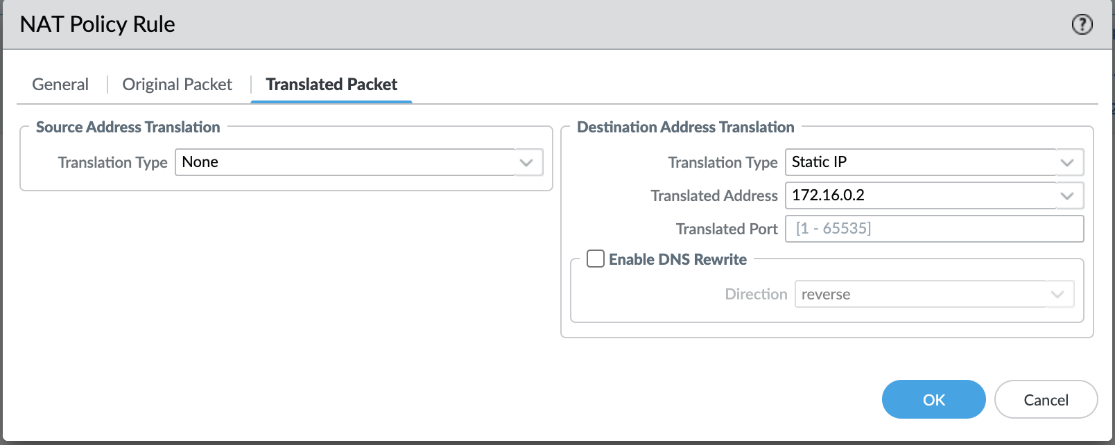 DNAT Transpated Packet
