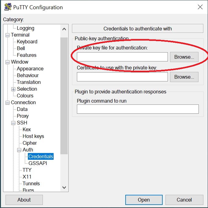 Load PuTTY private key