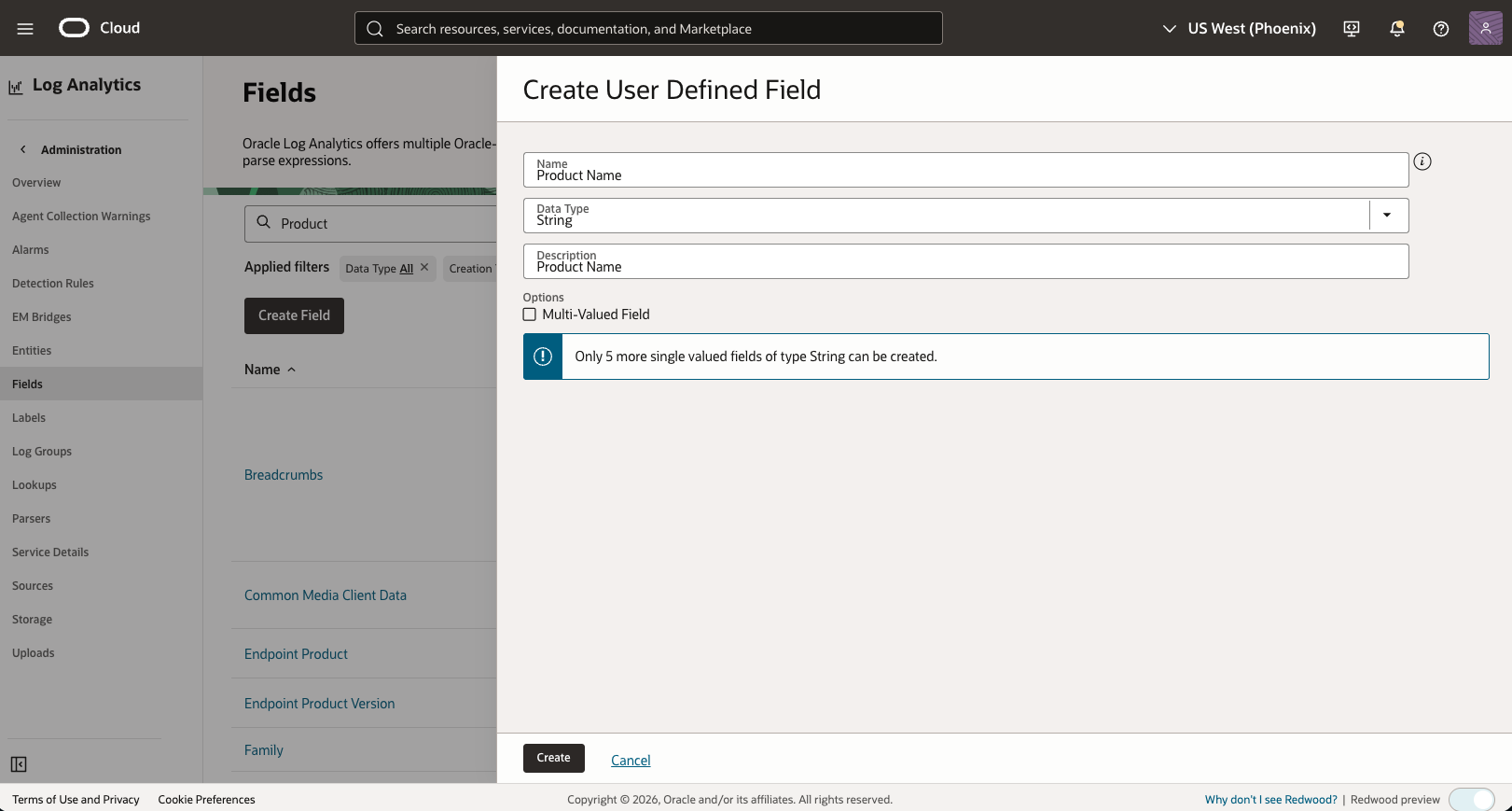 Figure 4: Create User Defined Field