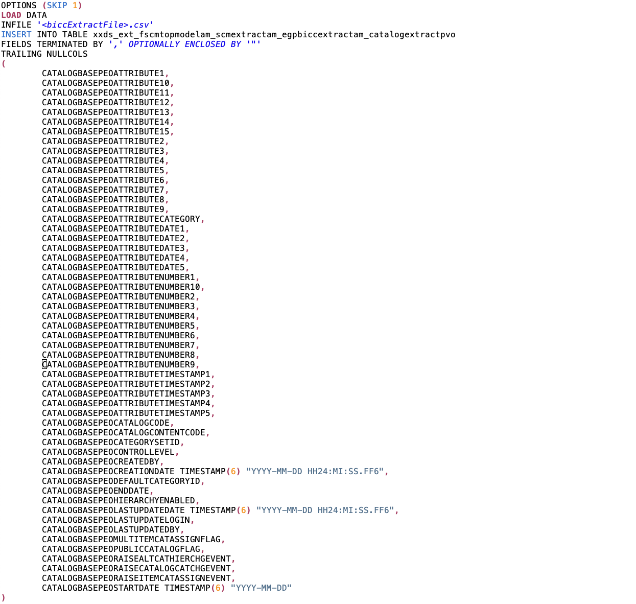 Sample of a SQL Loader Control File