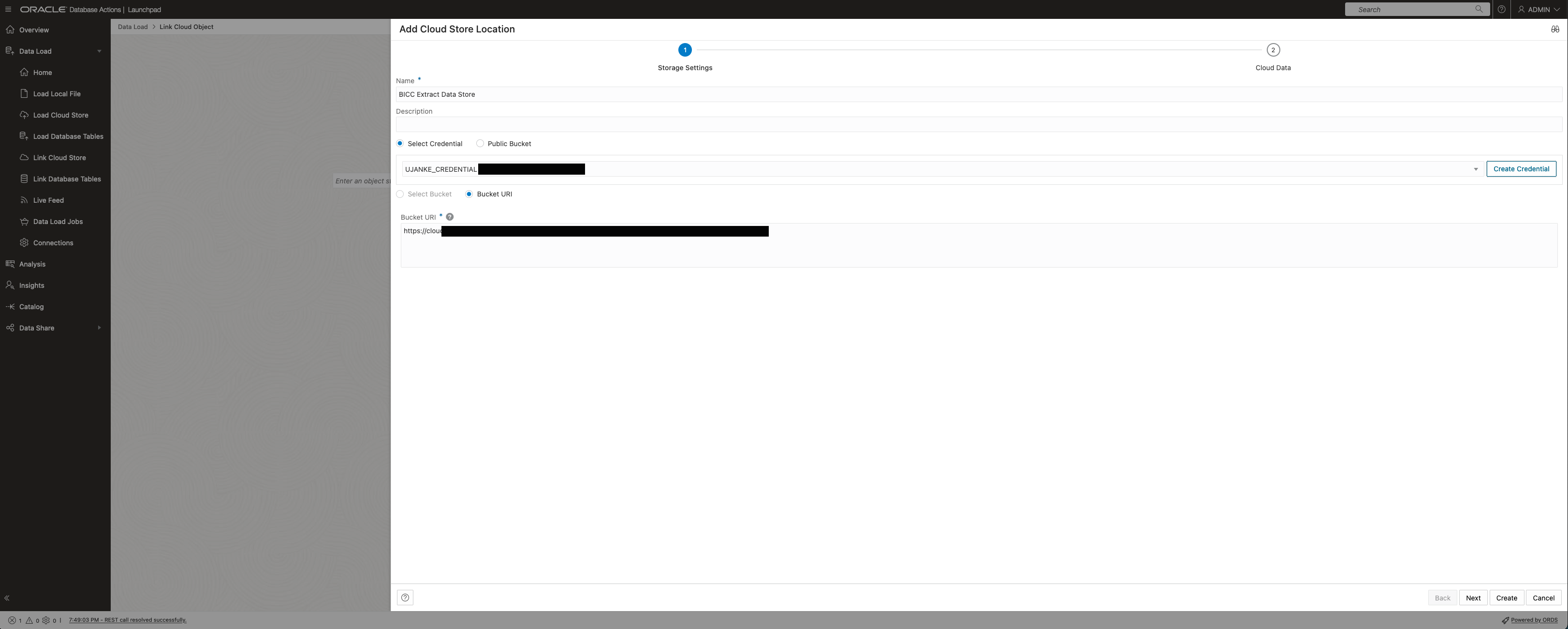 Adding a Cloud Store Location