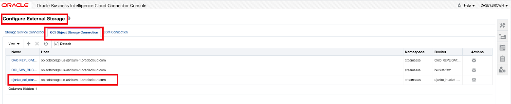 BICC external storage definition for OCI Object Storage 1 of 2