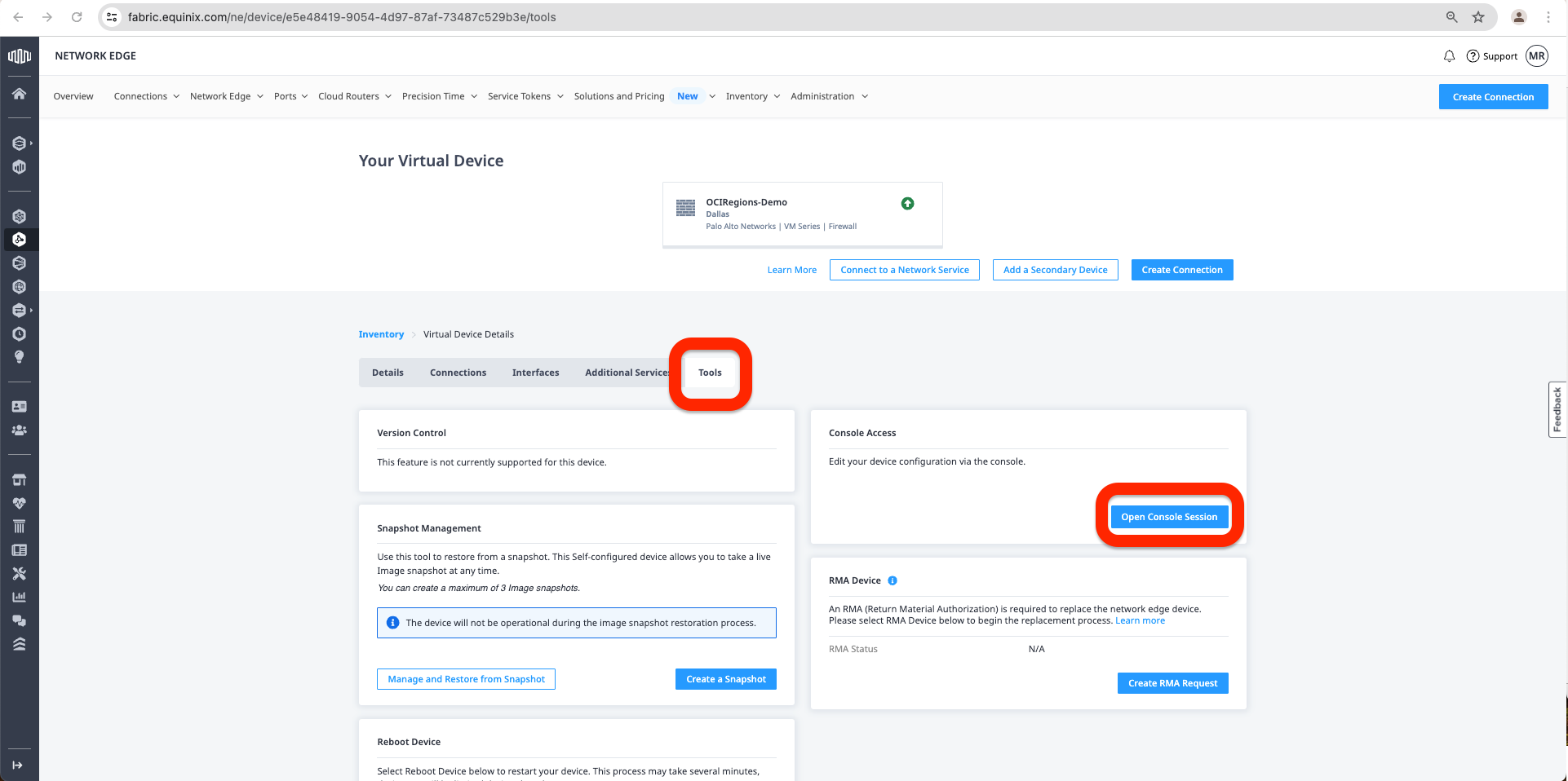Open Console Connection