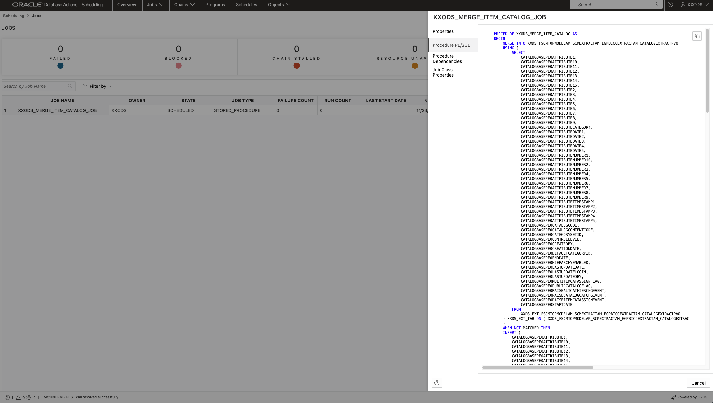 Data Load Job Definition using a Stored Procedure