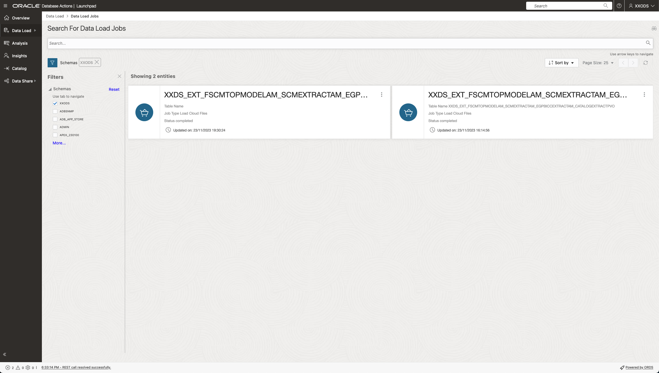 Data Load Job Catalog