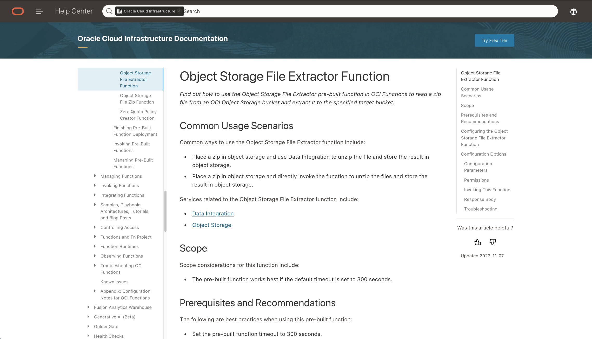 OCI Function Object Store File Extractor Documentation