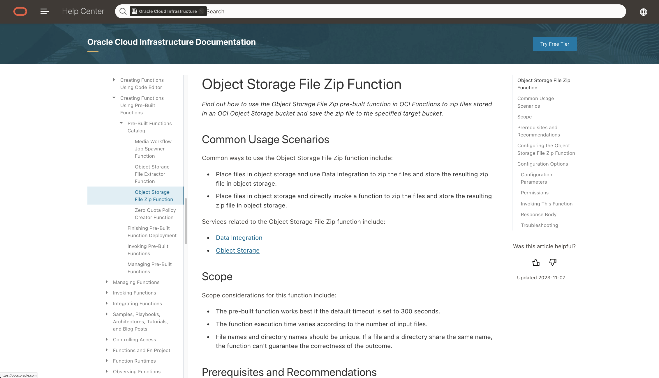 Object Storage File Zip Function Documentation