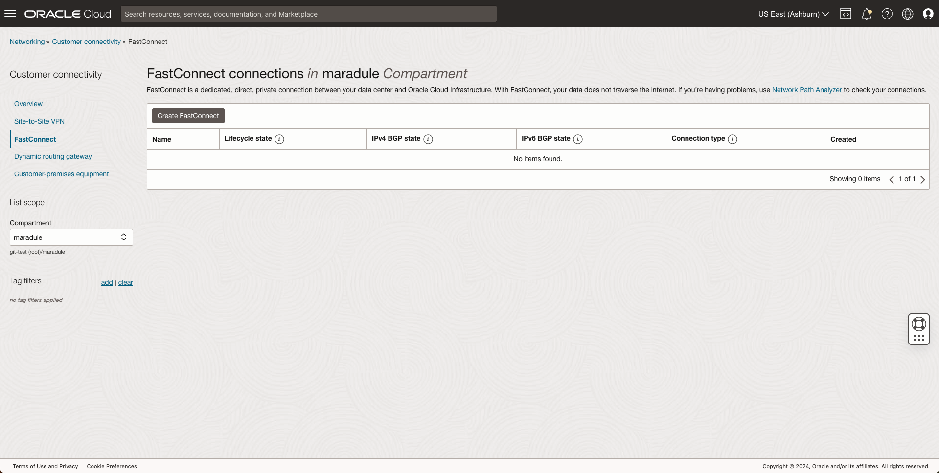 ASH Create FastConnect