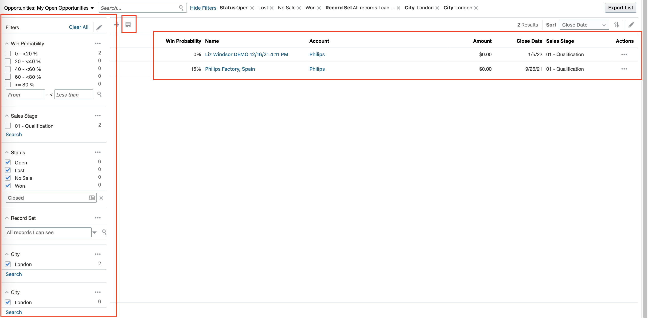 Select Filter Conditions