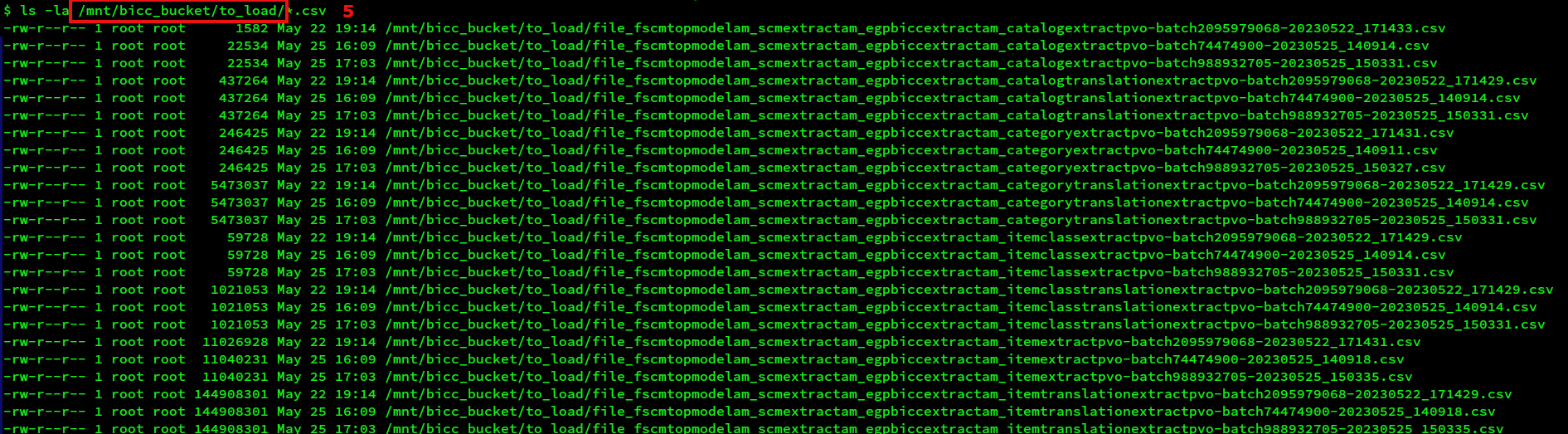 Bucket with BICC extracts