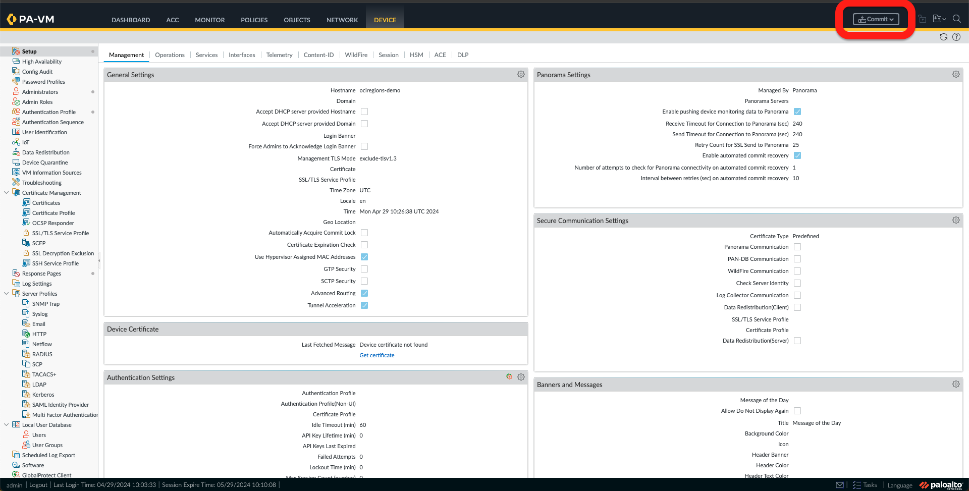 Commit Advanced Routing Config