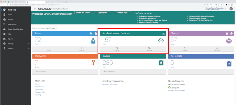 Start with the IDCS Dashboard