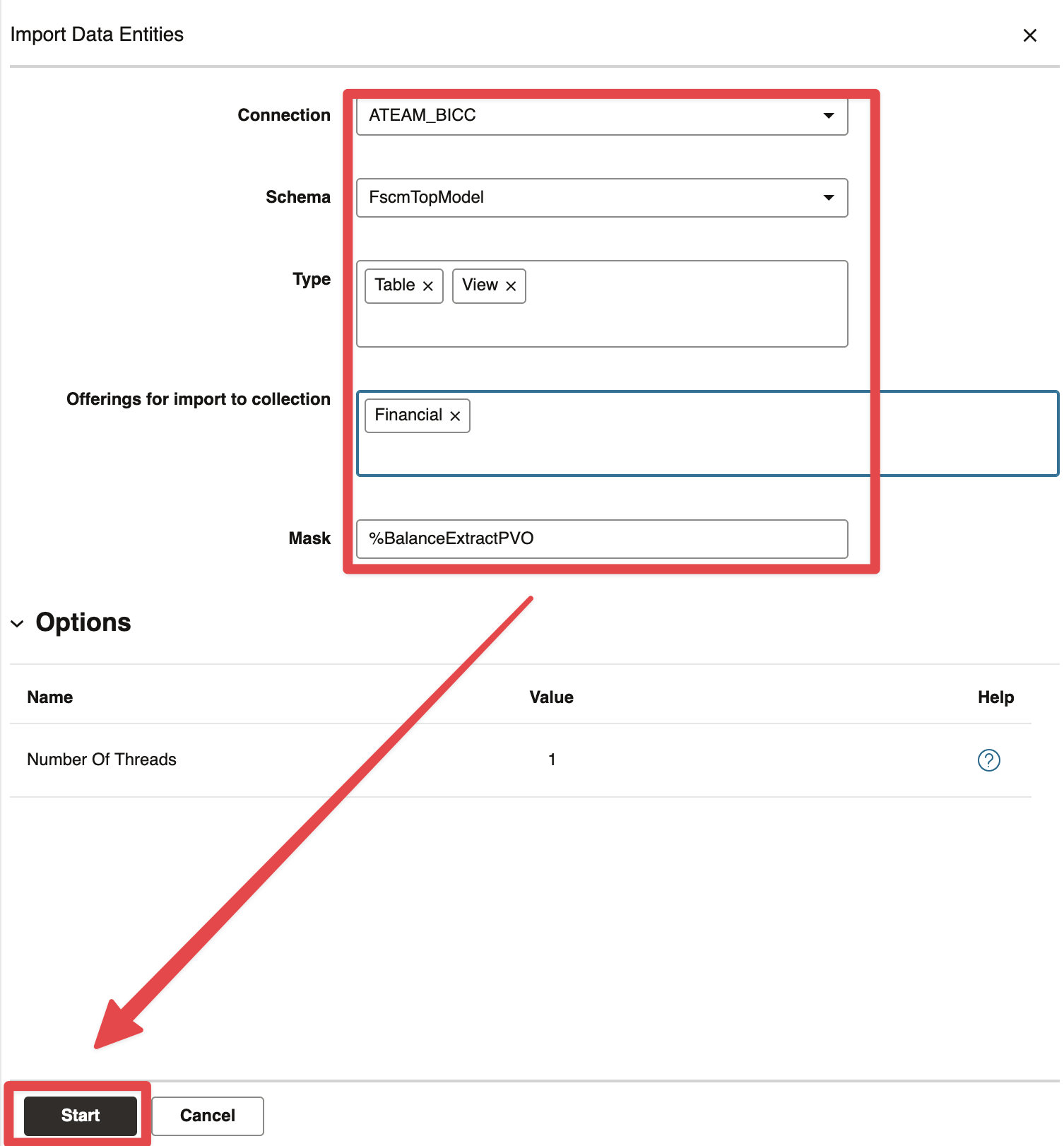 Chose model, schema and mask