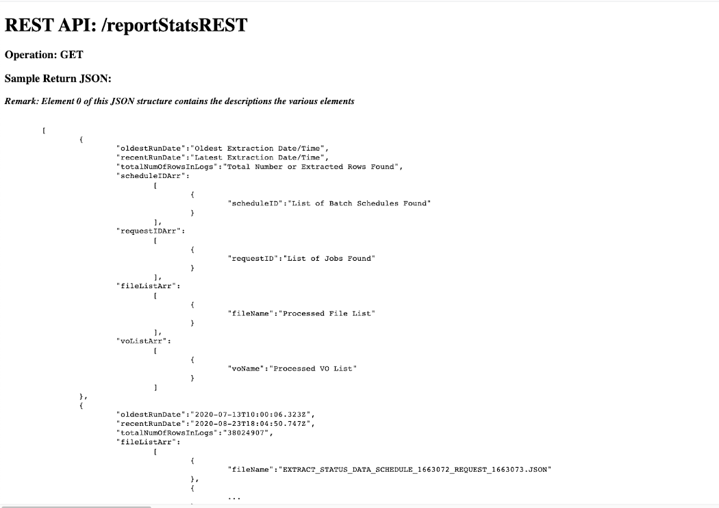 BICC Log REST overview page - index.html
