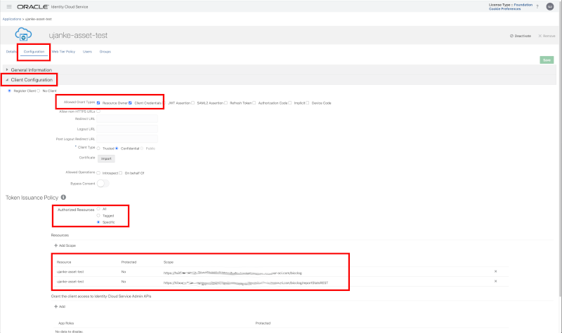 Custom Application registration - Client Configuration