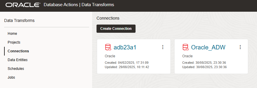 Checking we see the new connection in the web UI