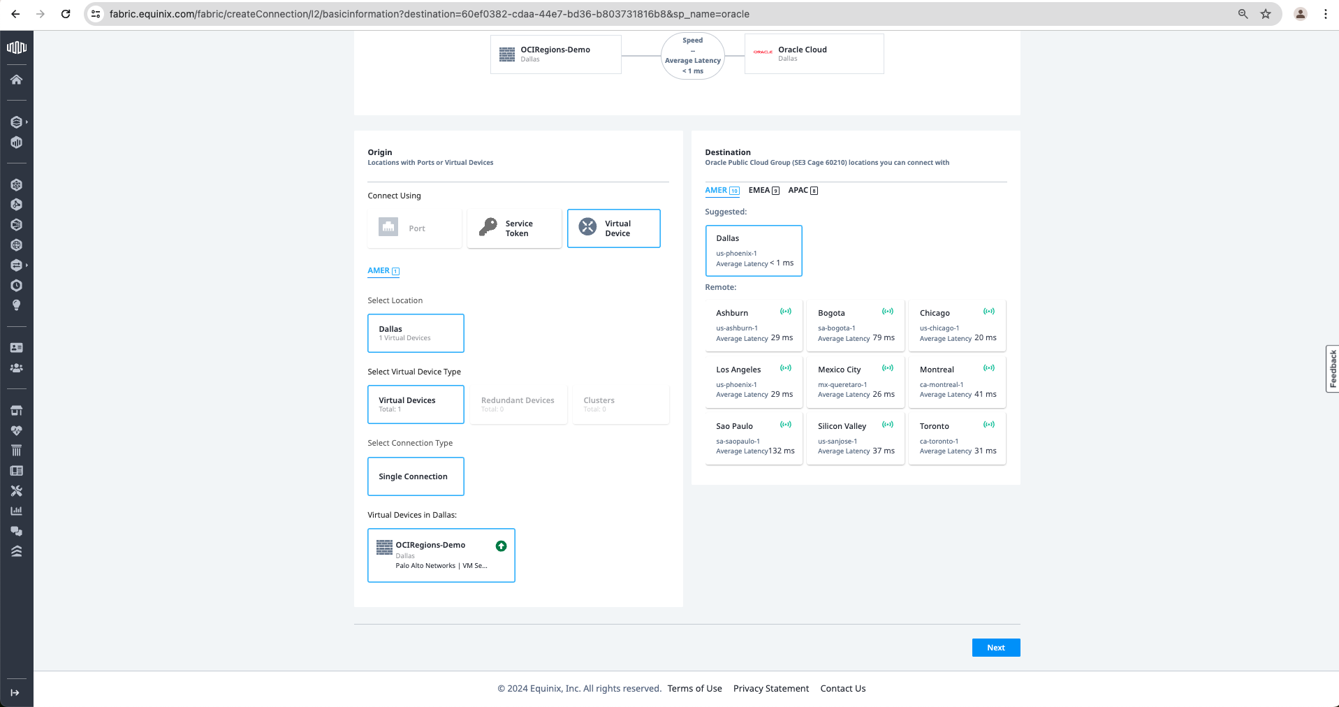second connection to the OCI Phoenix region 4