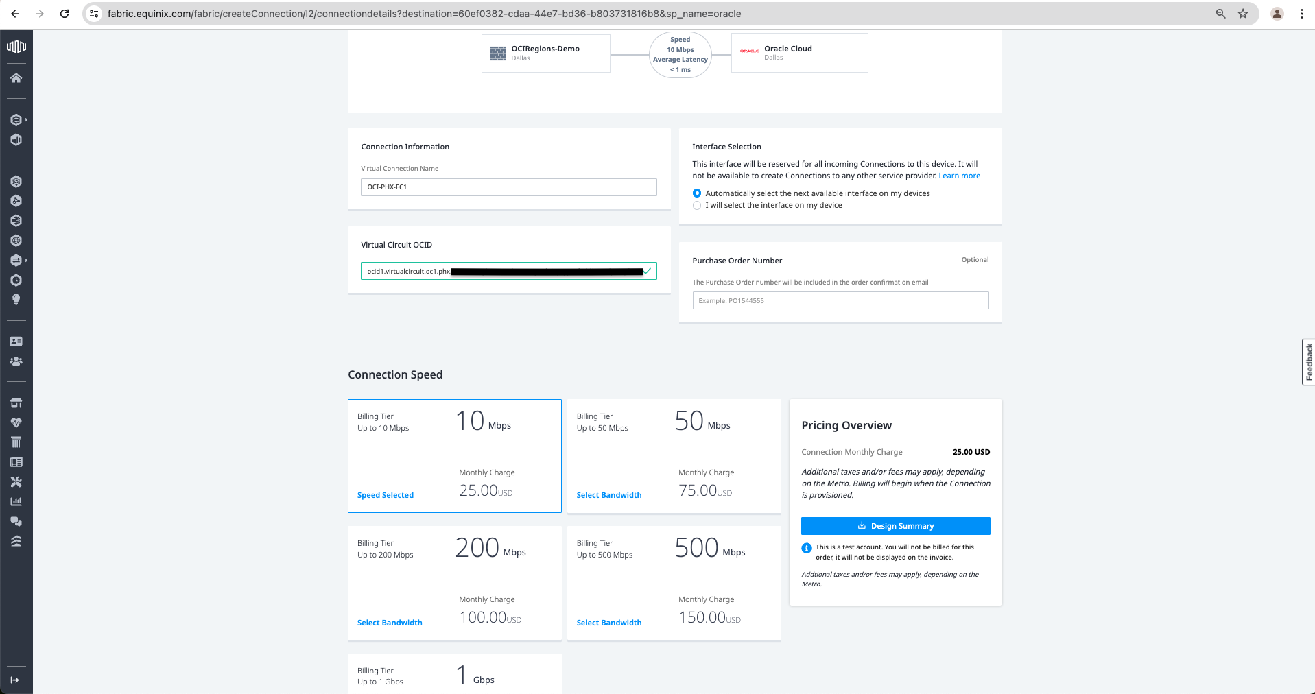 second connection to the OCI Phoenix region 5