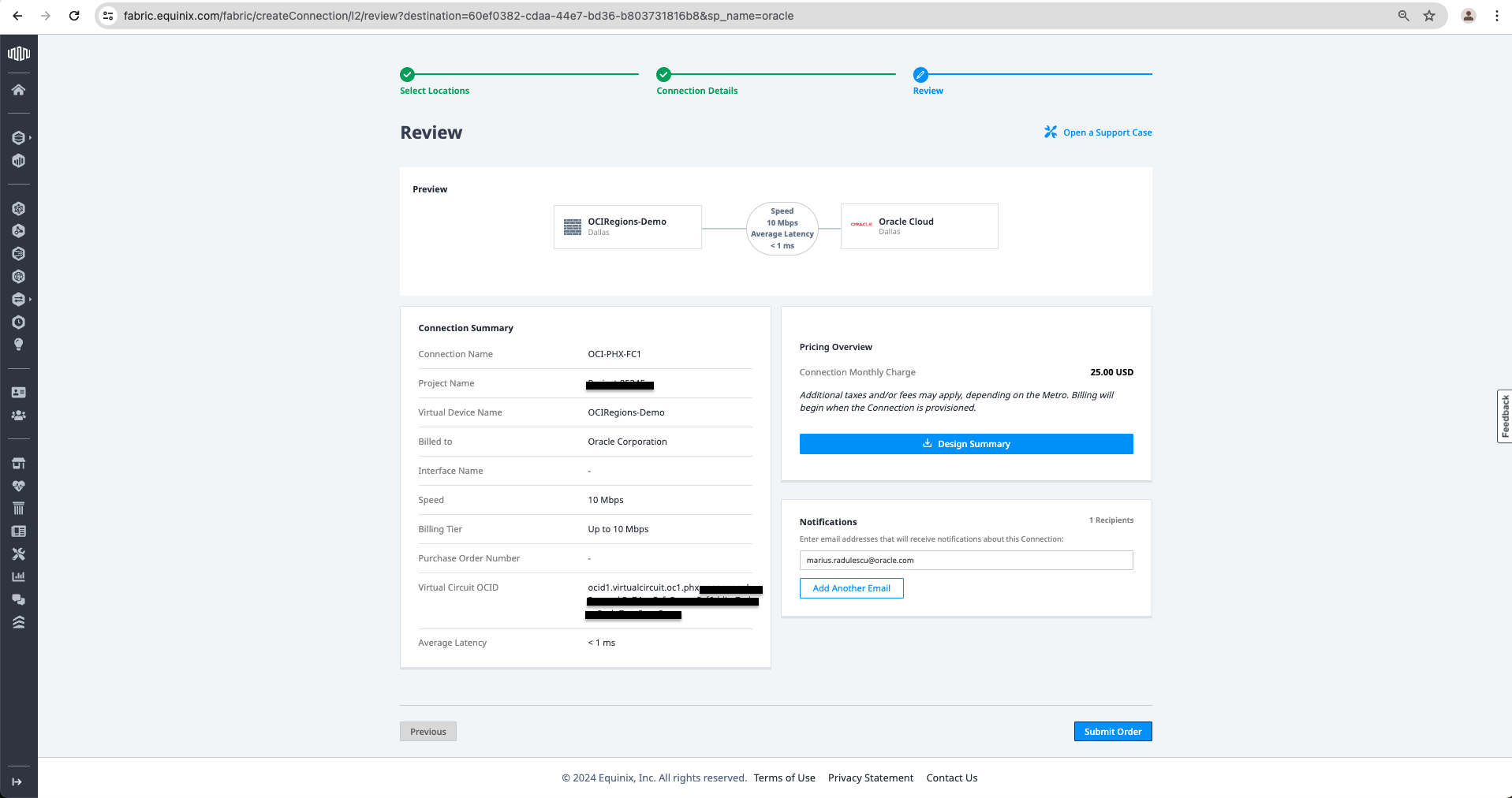 second connection to the OCI Phoenix region 6
