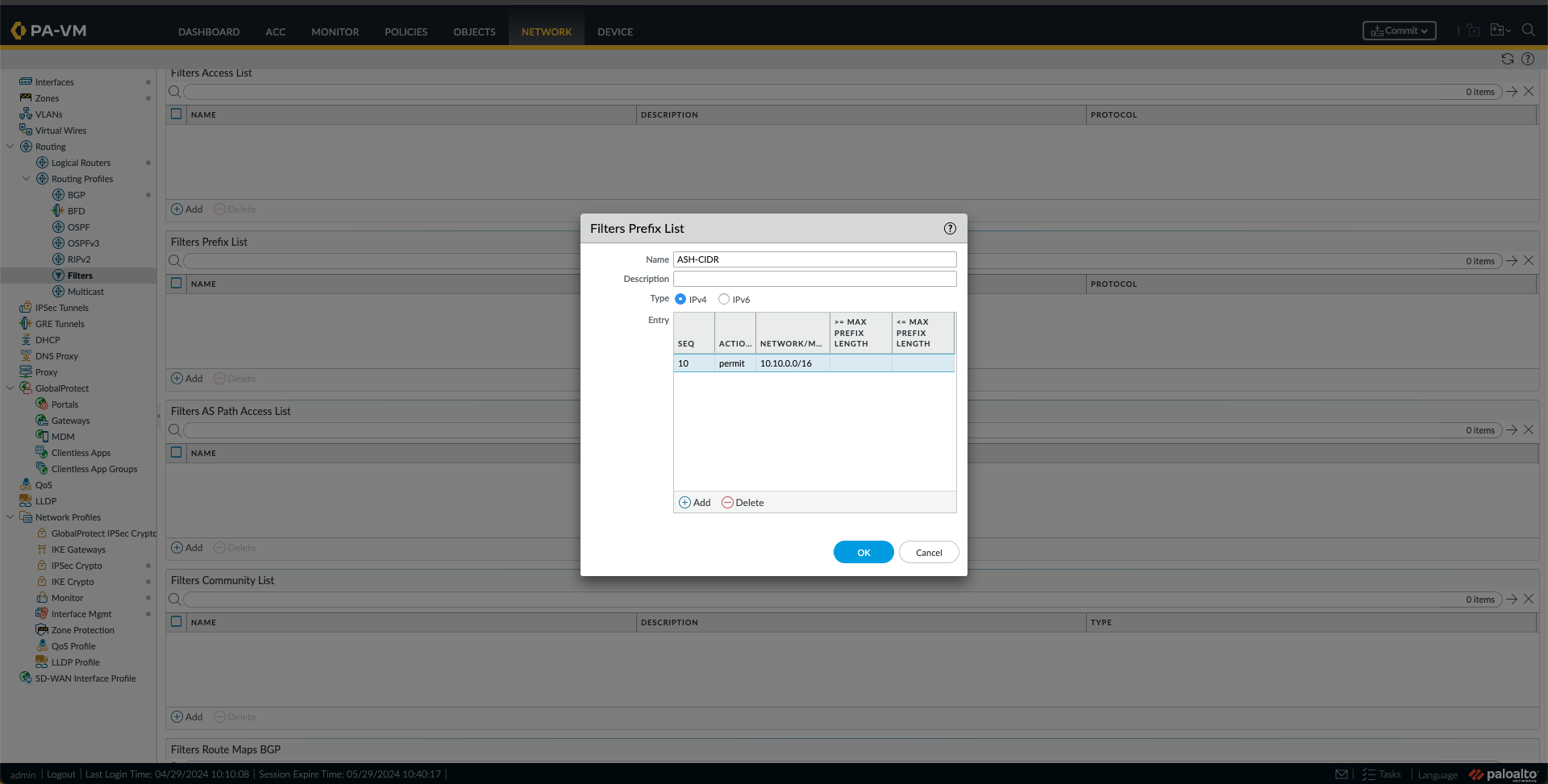 Prefix List Filters Creation 2