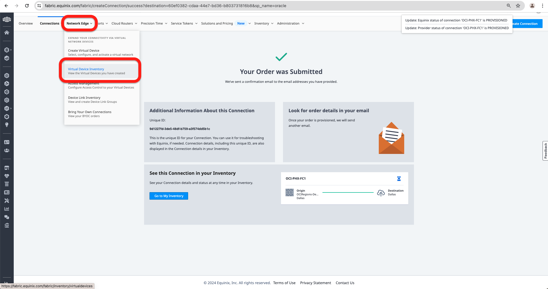 second connection to the OCI Phoenix region 7