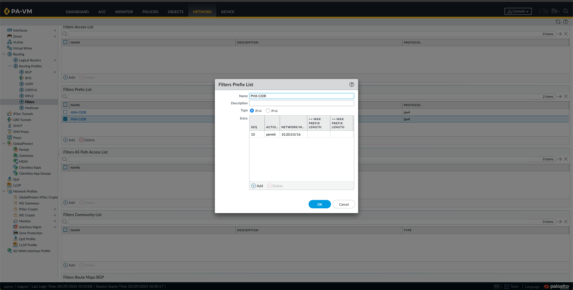 Prefix List Filters Creation 3