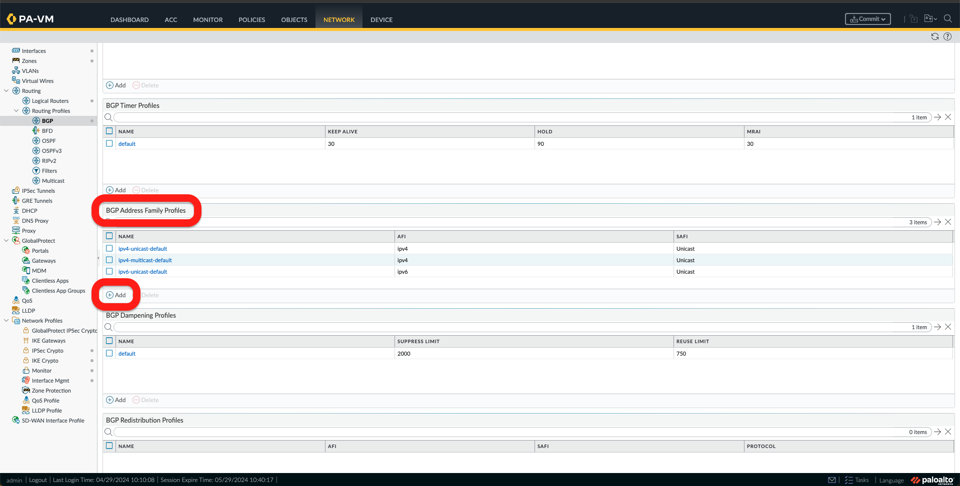 BGP Address Family Profile 1