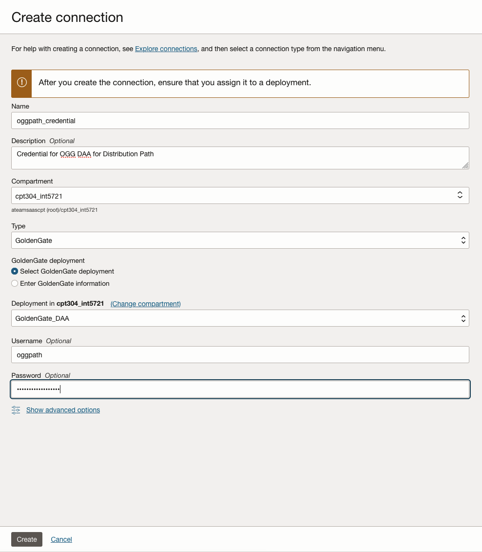 Create Connection Distribution Path Source Deployment