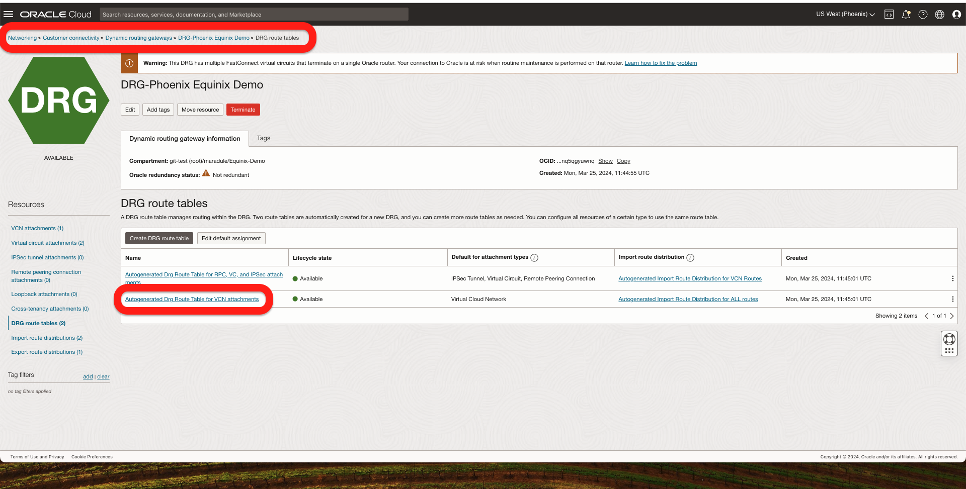 OCI BGP Routes validation 1