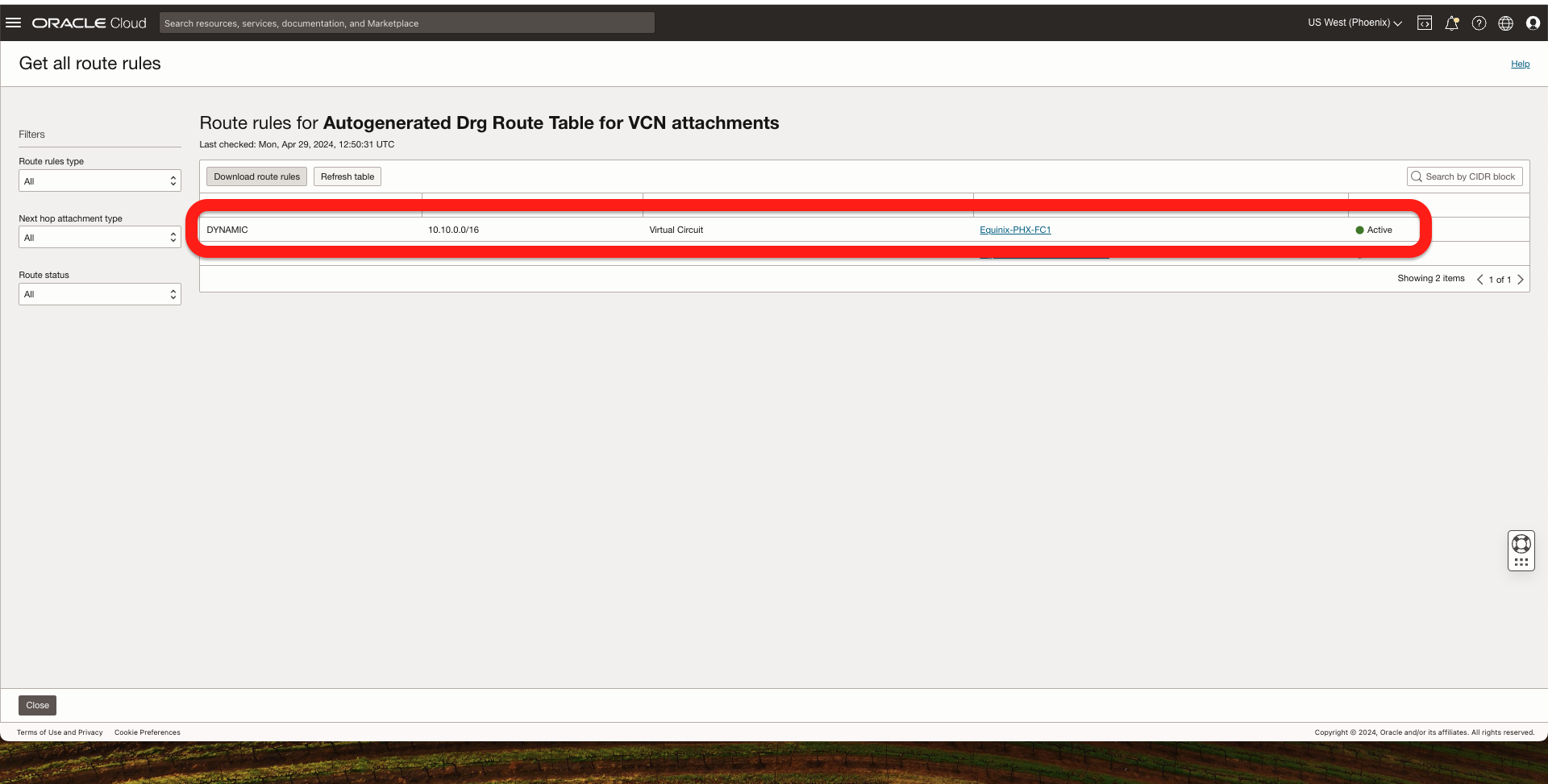 OCI BGP Routes validation 3