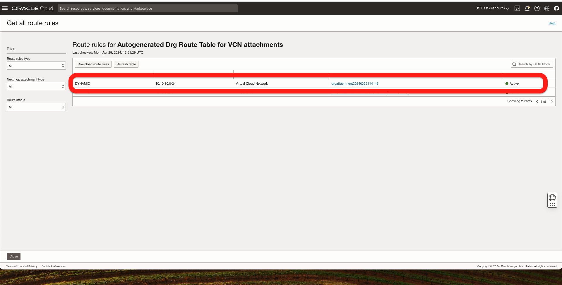 OCI BGP Routes validation 4