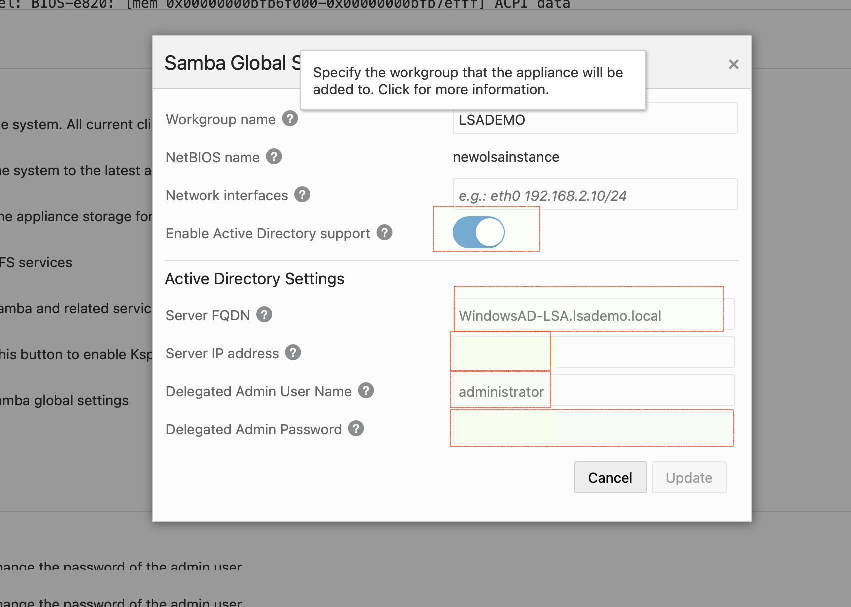 AD Connection Details