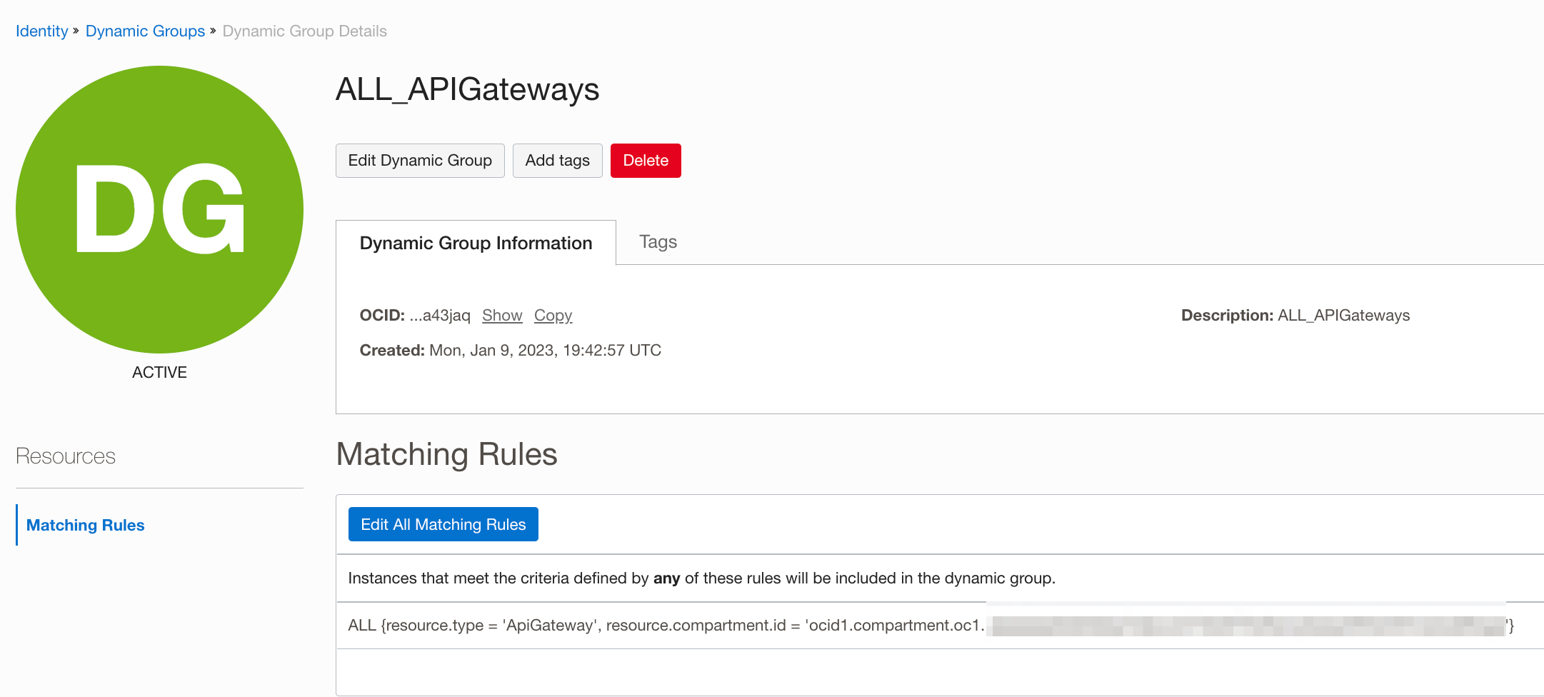 API Gateway Dynamic Group
