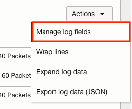 Actions Button for Manage log fields
