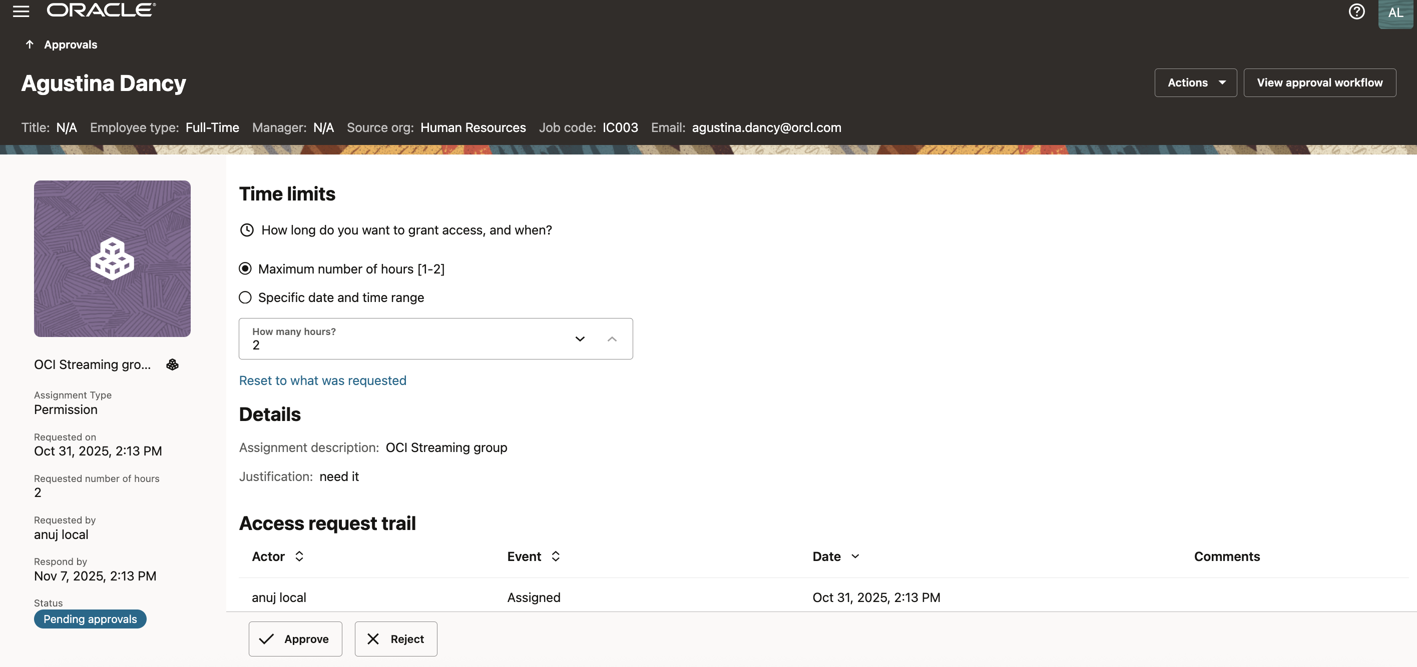 Approval for time-bound