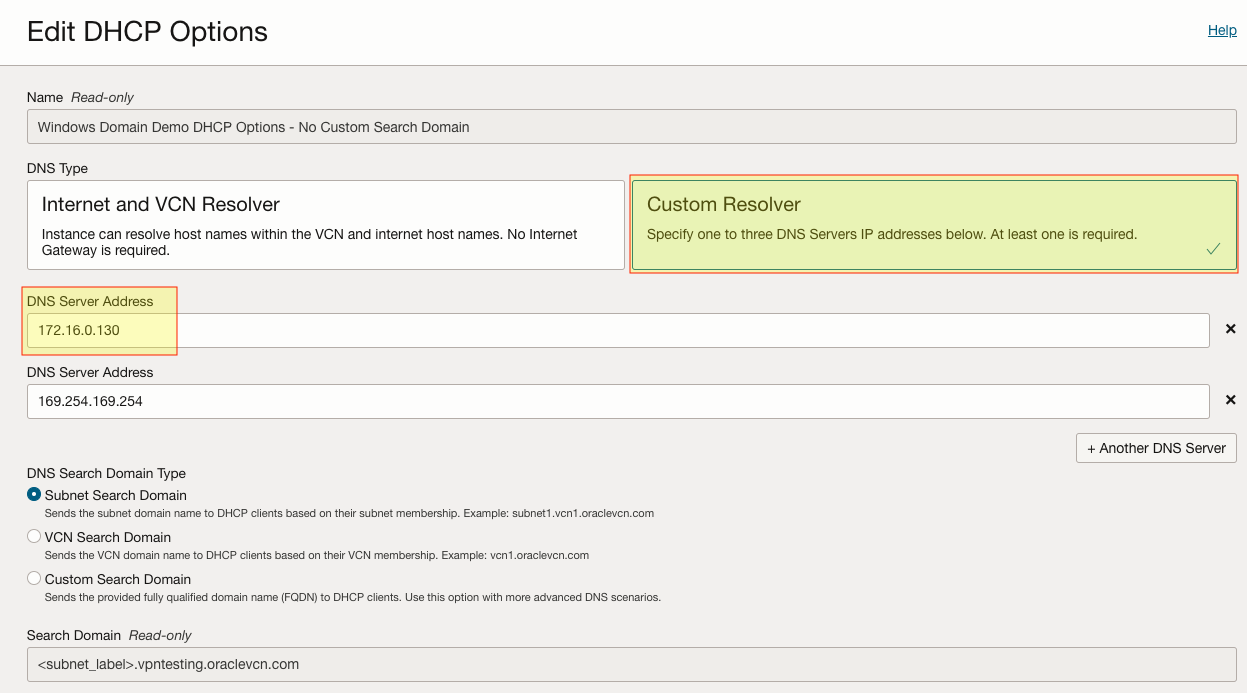 BNWD - DHCP OPTIONS CUSTOM SERVER