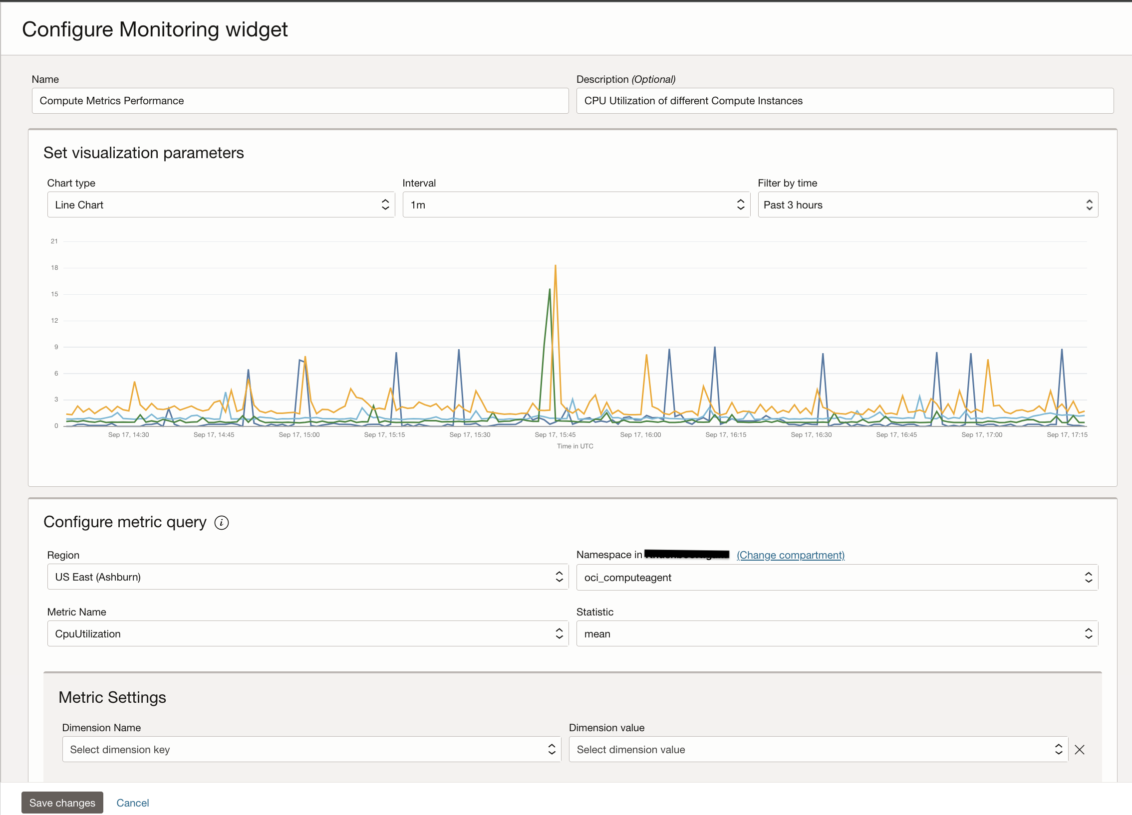configuring monitoring widget
