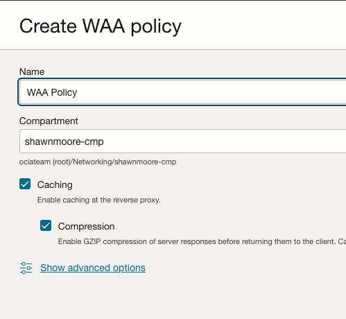 CREATE WAA POLICY