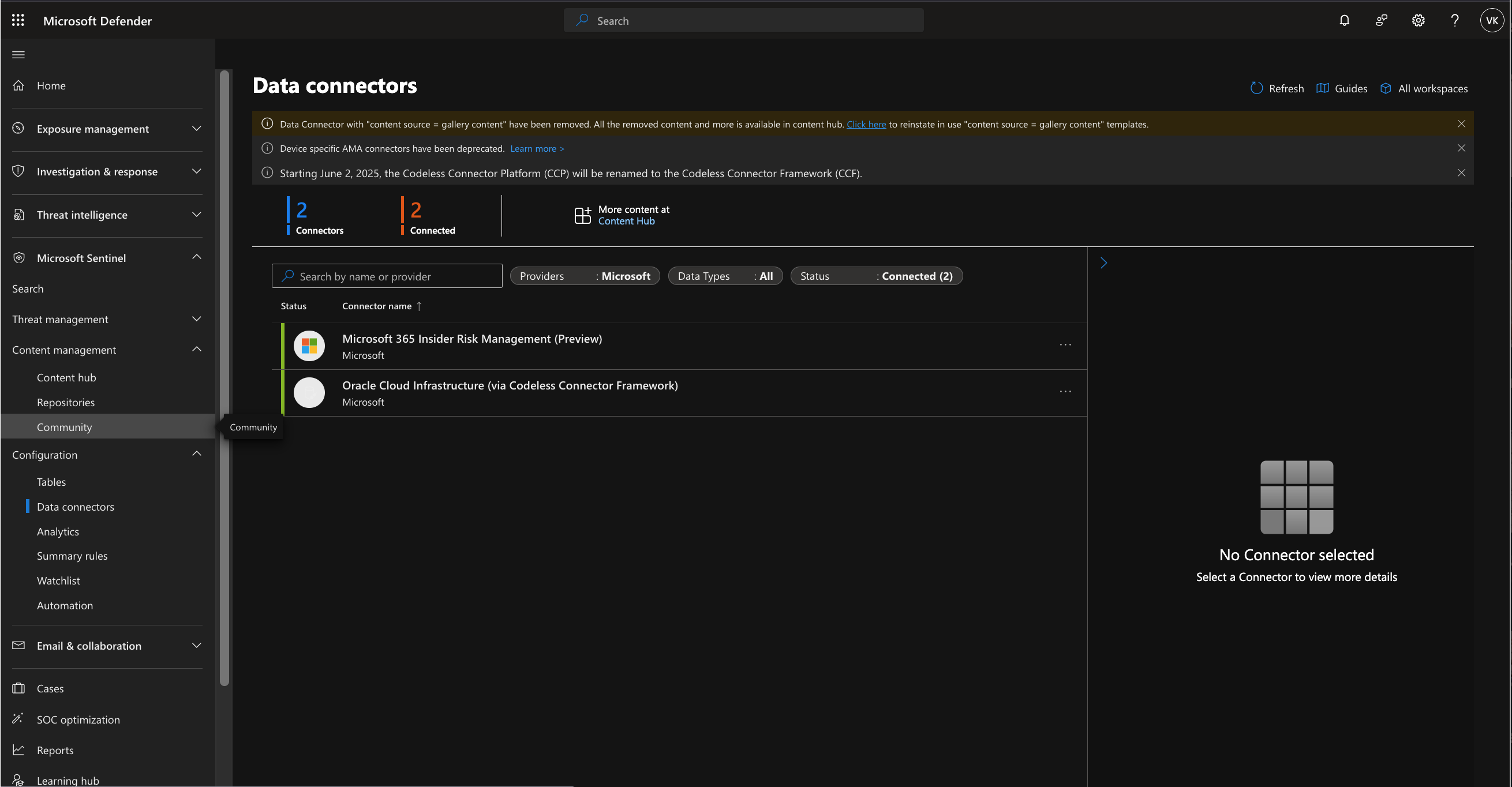 Data Connector Screen
